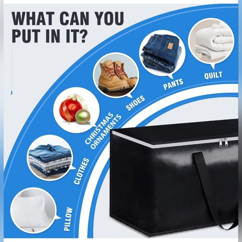 Collapsible Moving Bags- Heavy Duty, Waterproof w/Zippers & Handles 93L … - Picture 3 of 6